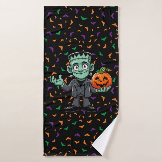 Schattige, het monster van cartoon Frankenstein Badhanddoek (Badhanddoek)