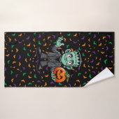 Schattige, het monster van cartoon Frankenstein Badhanddoek (Badhanddoek)