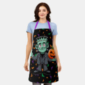 Schattige, het monster van cartoon Frankenstein Schort (Gedragen)