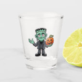 Schattige, het monster van cartoon Frankenstein Shot Glas (Voorkant)