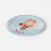 Schattige Hete Luchtballon Meisje Baby shower Papieren Bordje (Gekanteld)