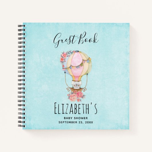 Schattige Hete Luchtballon Waterverf Douche Gasten Notitieboek (Voorkant)