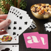 Schattige hete roze aangepaste monogram retro lett pokerkaarten (Insitu)