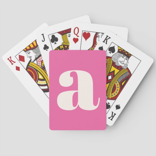 Schattige hete roze aangepaste monogram retro lett pokerkaarten (Achterkant)