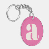 Schattige hete roze aangepaste monogram retro lett sleutelhanger (Voorkant Links)