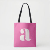 Schattige hete roze aangepaste monogram retro lett tote bag (Voorkant)