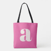 Schattige hete roze aangepaste monogram retro lett tote bag (Achterkant)