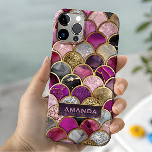 Schattige hete roze gouden zeemeermin schubben mei iPhone 15 case