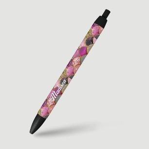 Schattige hete roze gouden zeemeermin schubben mei zwarte inkt pen
