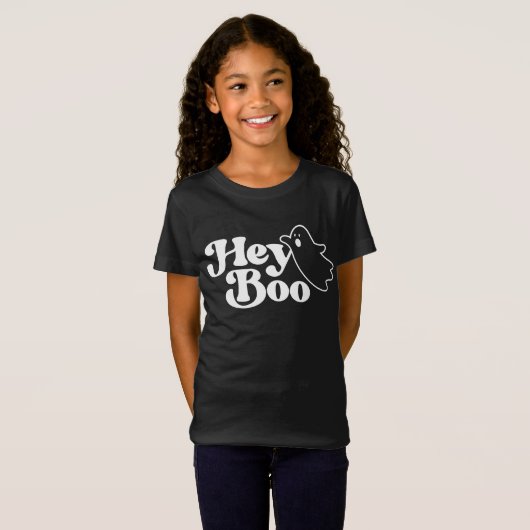 Schattige Hey Boo Funny Ghost Halloween T-shirt (Voorkant volledig)