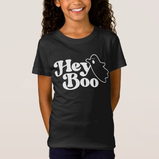 Schattige Hey Boo Funny Ghost Halloween T-shirt (Voorkant)