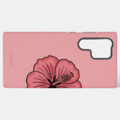 Schattige hibiscuspatroon samsung galaxy hoesje (Achterkant horizontaal)