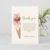 Schattige Hier is het Scoop Bow Ice Cream Baby sho Bedankkaart (Staand voorkant)