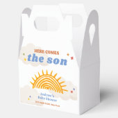 Schattige hier komt de Son Sunshine Baby shower Bedankdoosjes (Geopend)