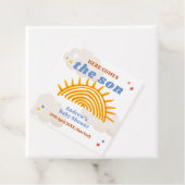Schattige hier komt de Son Sunshine Baby shower Bedankjes Labels (In situ)