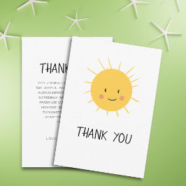 Schattige hier komt het zon Baby shower Bedankkaart