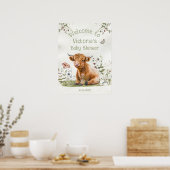Schattige Highland Koe Baby shower Welkomstbord Poster (Keuken)