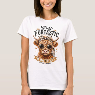 Schattige Highland Koe Blijf Fantastisch Grafisch T-shirt
