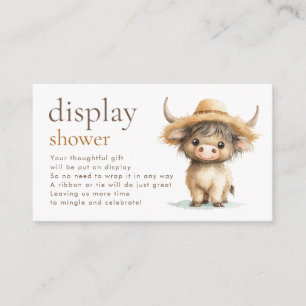 Schattige Highland Koe Display Baby shower Informatiekaartje