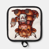 Schattige Highland Koe genieten van gezellige dran Pannenlap (Voorkant)