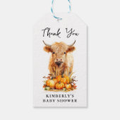 Schattige Highland Koe herfst pompoenen Baby showe Cadeaulabel (Achterkant)