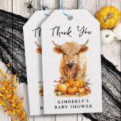 Schattige Highland Koe herfst pompoenen Baby showe Cadeaulabel