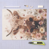 Schattige Highland Koe Kalf met Mom Decoupage Tissuepapier (Craft)