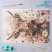Schattige Highland Koe Kalf met Mom Decoupage Tissuepapier (Craft)