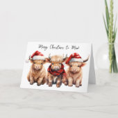 Schattige Highland Koe Kalf Vrolijk Kerstfeest MOO Feestdagen Kaart (Voorkant)