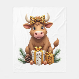 Schattige Highland Koe Kerst Kerstman Highland Koe Fleece Deken
