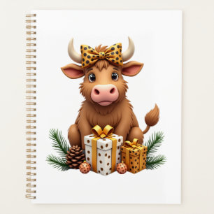 Schattige Highland Koe Kerst Santa Highland Koe Li Planner