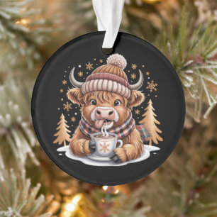 Schattige Highland Koe Kerstbomen Warme Chocolade  Ornament