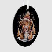 Schattige Highland Koe Kerstbomen Warme Chocolade Ornament (voorkant)