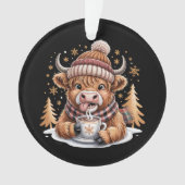 Schattige Highland Koe Kerstbomen Warme Chocolade Ornament (voorkant)