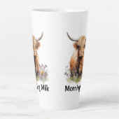 Schattige Highland Koe Morning Milk 2 Gepersonalis Latte Mok (Voorkant)