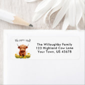 Schattige Highland Koe Nieuw adreslabel Etiket (Insitu)