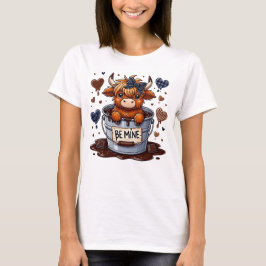 Schattige Highland Koe Valentijnsdag T-shirt