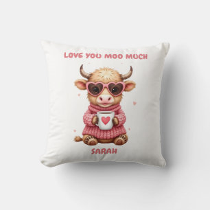 Schattige Highland Koe Valentijnshart Bril Koffie Kussen
