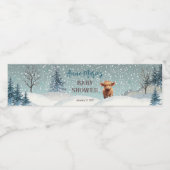 Schattige Highland Koe Winter Baby shower Waterfles Etiket (Enkel label)