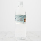 Schattige Highland Koe Winter Baby shower Waterfles Etiket (Voorkant)