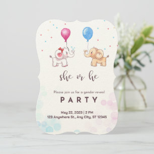 Schattige Hij of Zij baby shower Uitnodiging Kaart