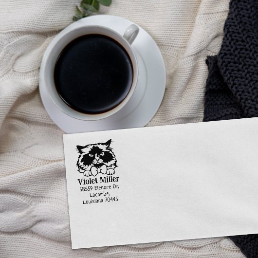 Schattige Himalaya Cat Retouradres Rubberstempel