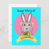 Schattige Hip Bunny met Bril Verjaardagsuitnodigin Uitnodiging Briefkaart (Voorkant / Achterkant)