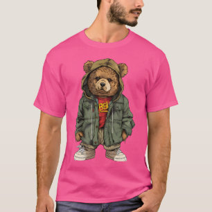 Schattige hiphop teddybeer streetwear ontwerp t-shirt