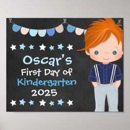 Schattige hippe schooljongen eerste schooldag scho poster