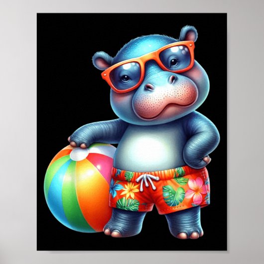 Schattige hippe zomer vakantie strandbal poster (Voorkant)