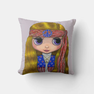 Schattige Hippie Chick Peace Sign Hoofdband Sterre Kussen