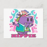 schattige hippie hippo cartoon met tekst