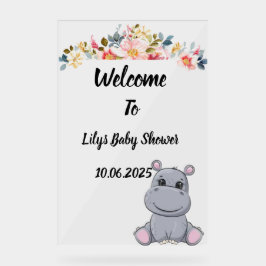 Schattige Hippo baby shower acryl teken Acryl Bord