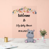 Schattige Hippo baby shower acryl teken Acryl Bord (Huwelijk)
